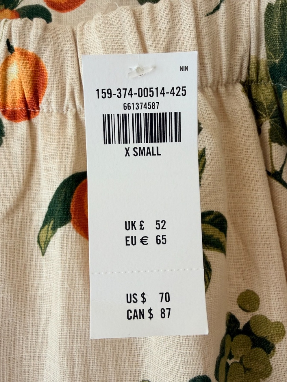 Abercrombie & Fitch Linen-Blend Button Skort - Tan Fruit Pattern - Size XS - NWT - Picture 4 of 4